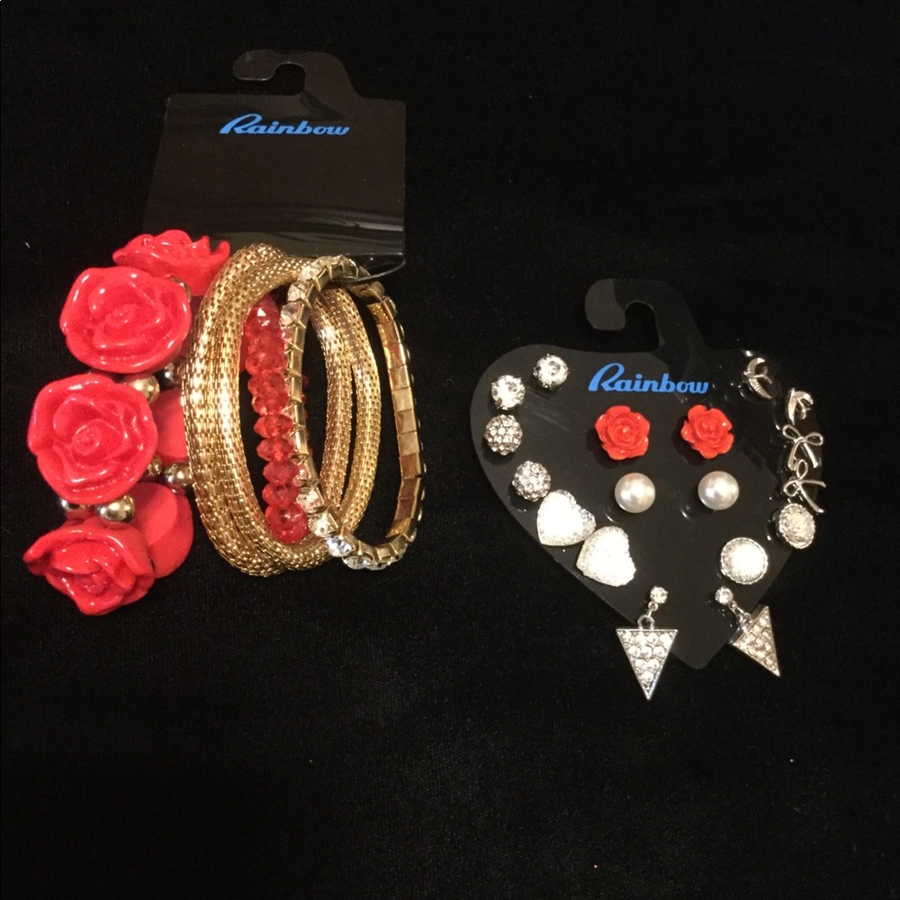 🆕 Rainbow bracelets and earrings sets 14 pieces